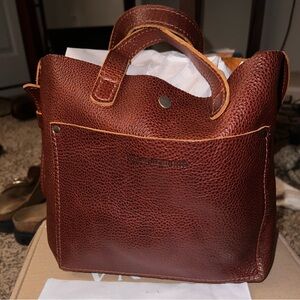 Portland Leather Nutmeg snap mini crossbody